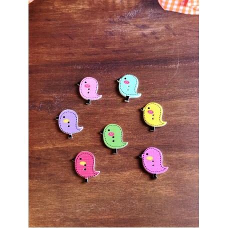 Bottoni Legno Uccelli 