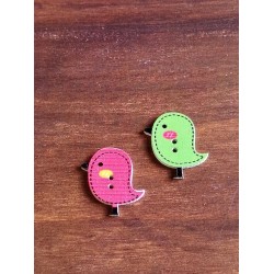 Bottoni Legno Uccelli 